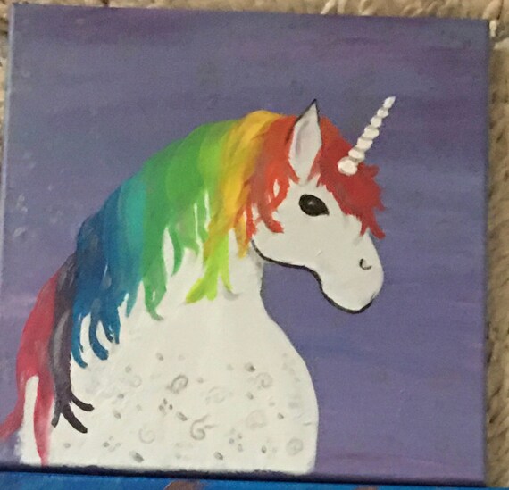 CUSTOM UNICORN PAINTING Rainbow Unicorn Choose Your Color Etsy