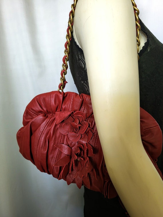 ADRIANNE VITTADINI Wine Red Leather Shoulder Bag/… - image 2