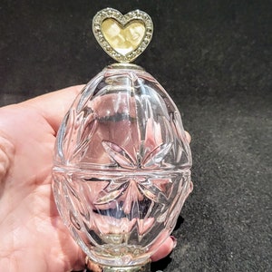 Lenox Lead Crystal Egg Trinket Box/Collectible Crystal Glass Eag With Silver Feet and Decor Heart/Unique Small Crystal Jewelry Box/No.005