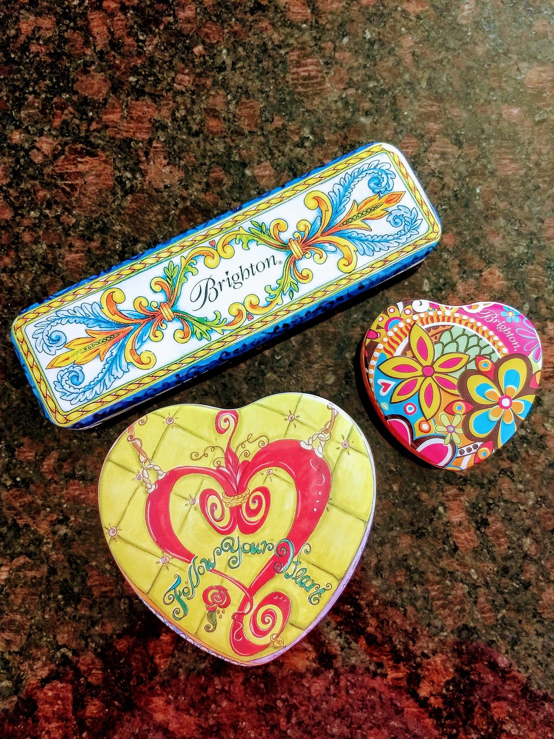 BRIGHTON Jewelry Boxes Set/Set of 3 Collectible Heart and ...