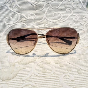 COACH  HC 7067 Women Aviator Sunglasses/Gold Dark Tortoise Brown Gradience Polarized Double Bridge Full Metal Rim Luxury Sanglasses/No.7