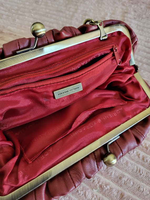 ADRIANNE VITTADINI Wine Red Leather Shoulder Bag/… - image 10