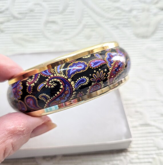 Vintage Paisley Pattern Bangle Statement Chunky B… - image 4
