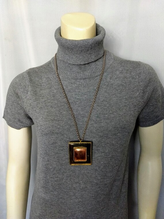 Huge Two Tons Pendant Brooch/Rectangular Modern S… - image 5