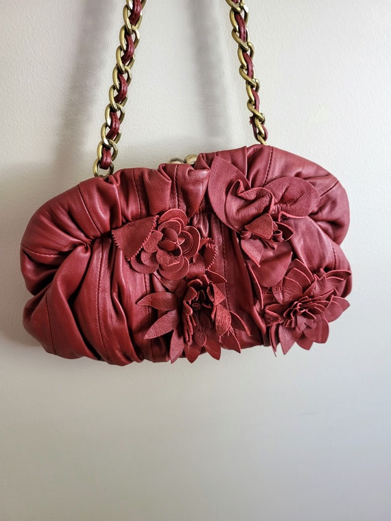 ADRIANNE VITTADINI Wine Red Leather Shoulder Bag/… - image 4