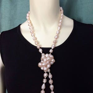 Long Pink Faux Pearl Necklace/Fresh Water Style Large Unique Light Pink Elegant Pearls Beads Necklace/Gift For Her/Gift Idea/No.191