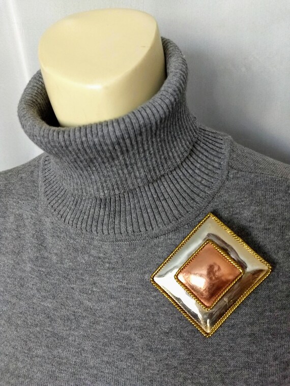 Huge Two Tons Pendant Brooch/Rectangular Modern S… - image 3