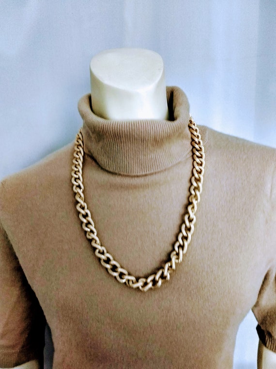 Huge Gold Plated Chain Necklace/Snake Texture Lin… - image 3