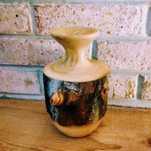 Unique Hand Turned Wooden Vase/Natural Wooden Bark Décor Vase/Decorative Hand Made Rustic Natural Log Wood Vase/Home Décor Wood Art/No.405