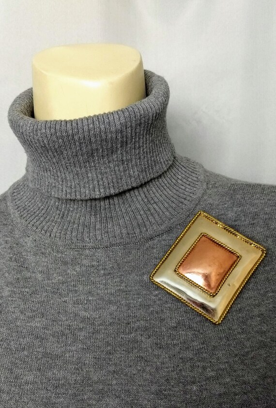 Huge Two Tons Pendant Brooch/Rectangular Modern S… - image 4