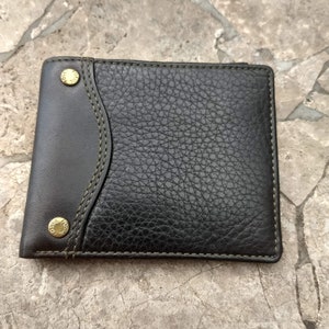 Cartera de cuero negro FOSSIL para hombre/billetera de viaje de cuero de calidad suave conveniente con doble pliegue/billetera de sección abatible de cuero delgado clásico/No.264