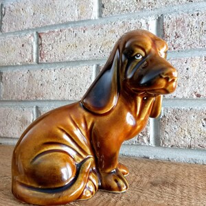 Dachshund Ceramic Dog/Brown Ceramic Dog/Vintage Dog Figurine/Collectors Dog/Hand Painted Dog/Shine Dog Figurine/Dog Lovers Gift/No.252