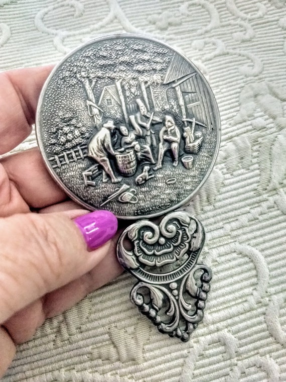 Antique HANS JENSEN Sterling Silver Hand Mirror/denmark