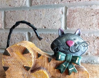 Cat Statue Modern Art/Unique Art Craft Hand Made Polymer Figurine Modern Sculpture Home Décor Housewarming Collectible  Designed Cat/No.179