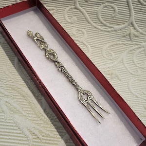 ITALIAN Demitasse Fork/Vintage Baroque Style Collectible Olives Fork/Silver Plated Florence Symbolic Lion with Shield Décor Fork Gift/No.759