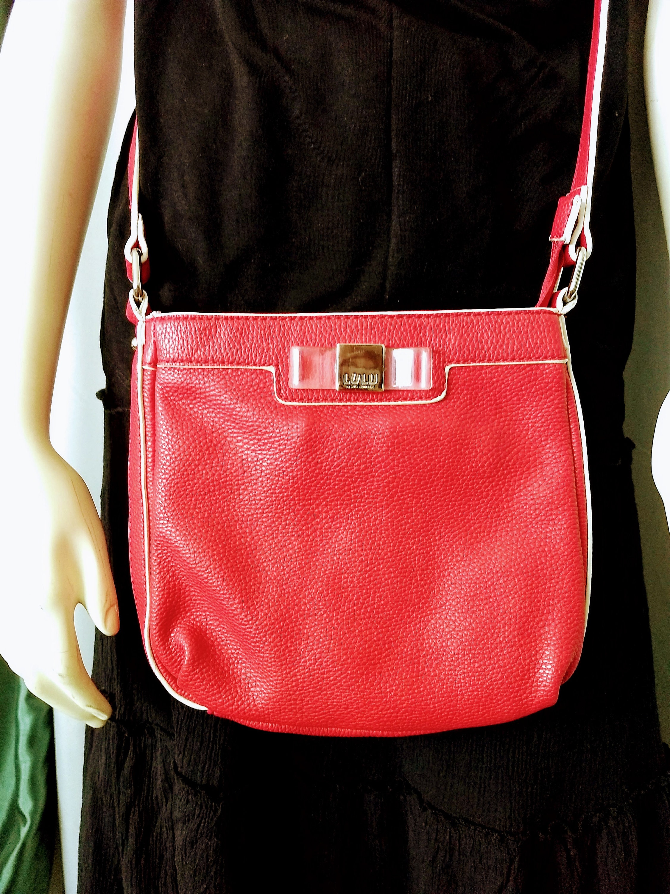 LULU Crossbody Zippered Purse/Red Cross Body Purse/ Faux Etsy