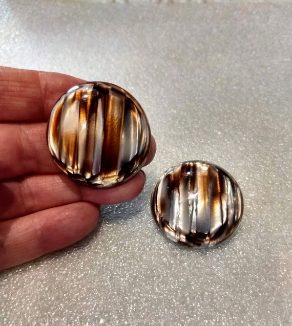 Button Round Stud Earrings/ Vintage Metallic Glow… - image 6