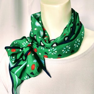 PURE SILK COBE Unique Multicolor Scarf/Luxury Long Super Soft Neck Wrap/Green Red Summer Floral Print Bright Colors Scarf/Gift For Her/No455