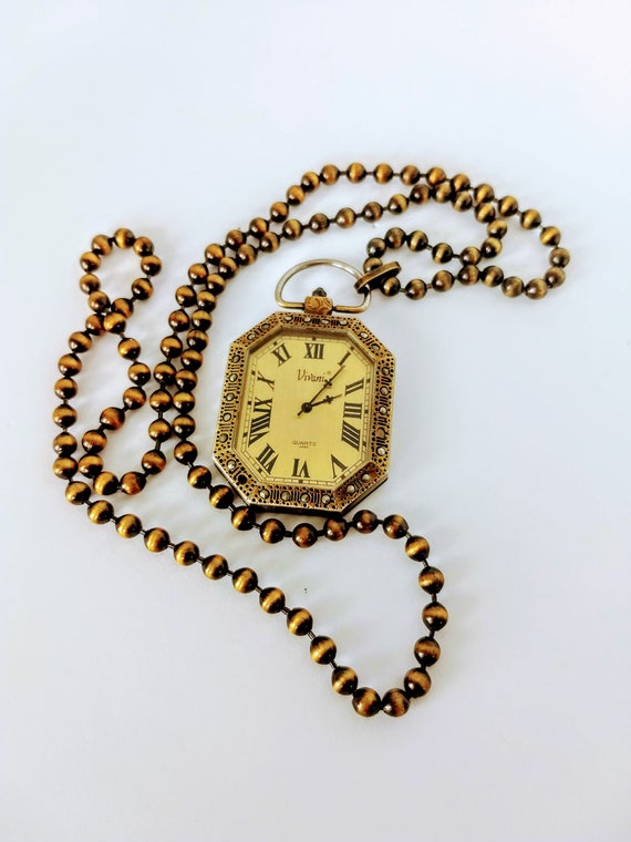 Antique Style Pocket Watch Pendant Necklace/Engra… - image 6