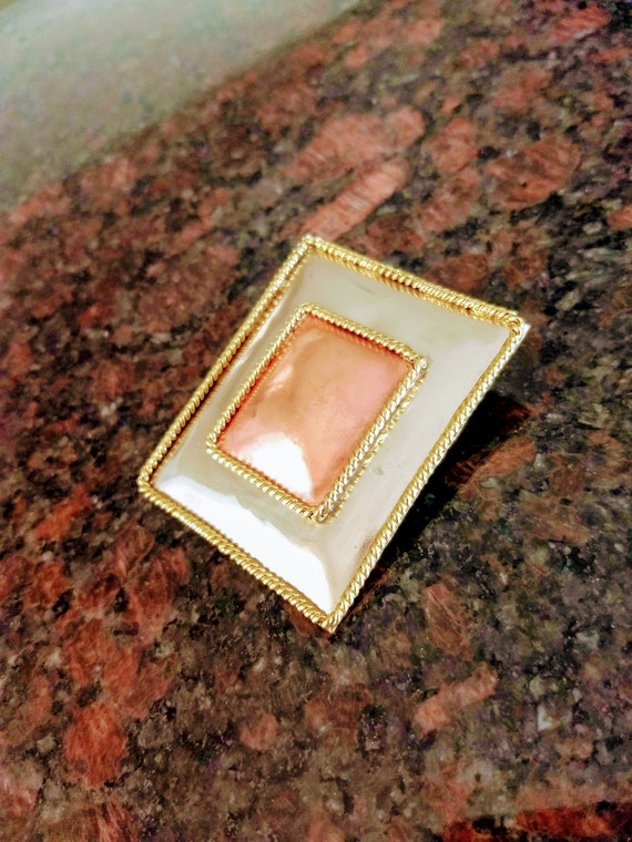 Huge Two Tons Pendant Brooch/Rectangular Modern S… - image 6
