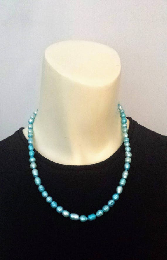 Fresh Water Pearls Necklace/Blue Pearls Necklace/… - image 1