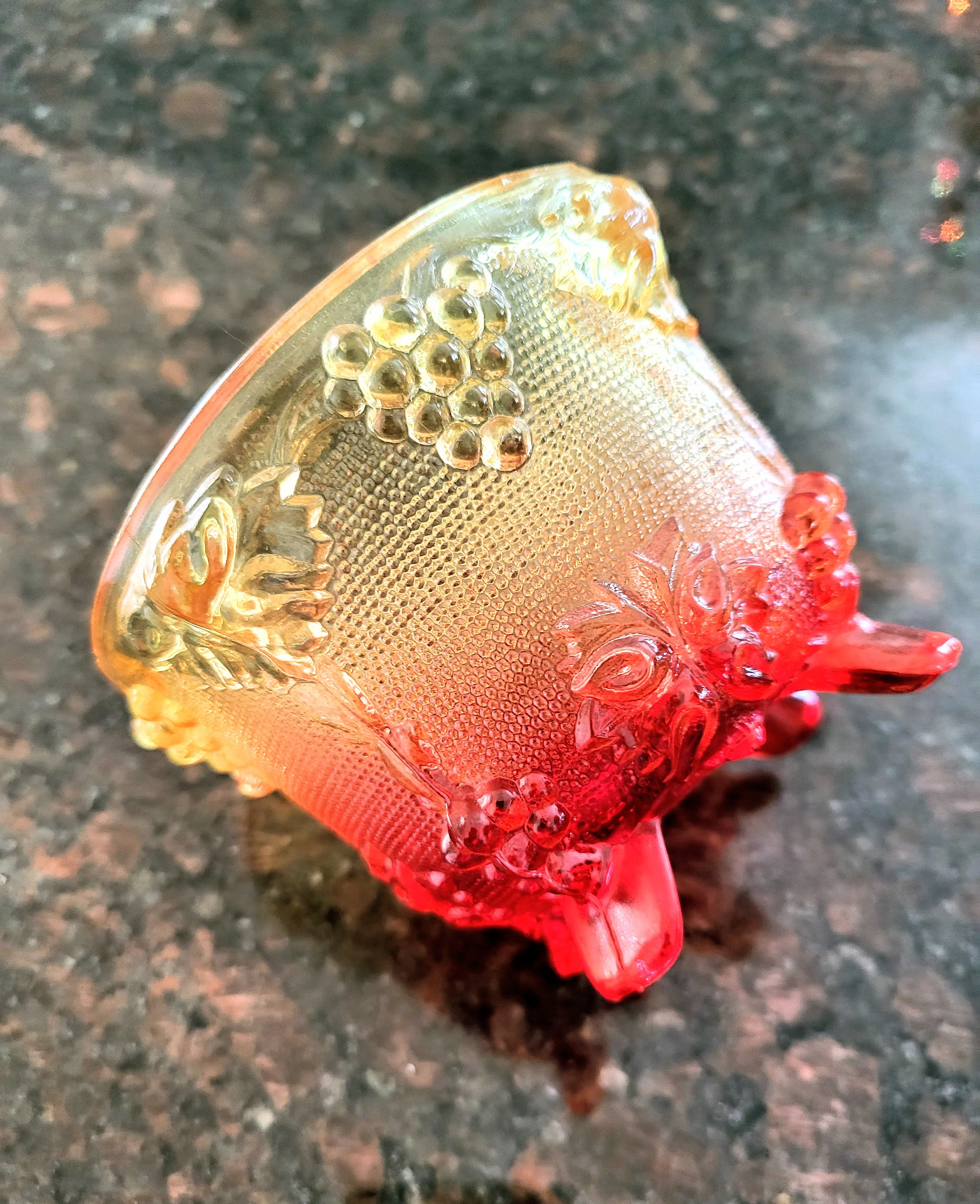Jannette Amberina Carnival Glass Candy Bowl/collectible Vintage