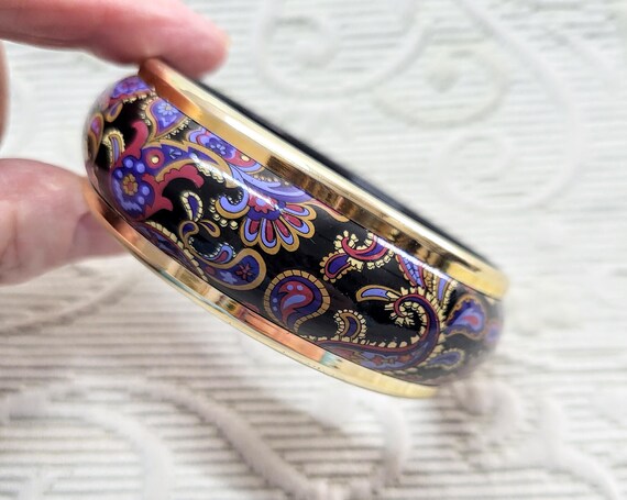 Vintage Paisley Pattern Bangle Statement Chunky B… - image 3