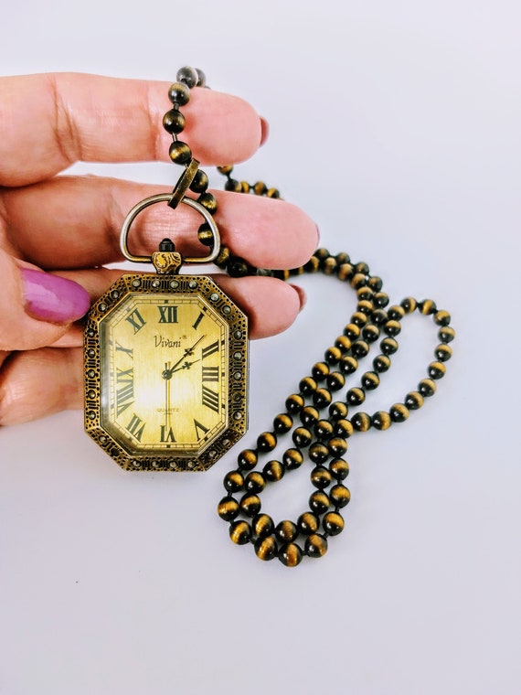 Antique Style Pocket Watch Pendant Necklace/Engra… - image 2