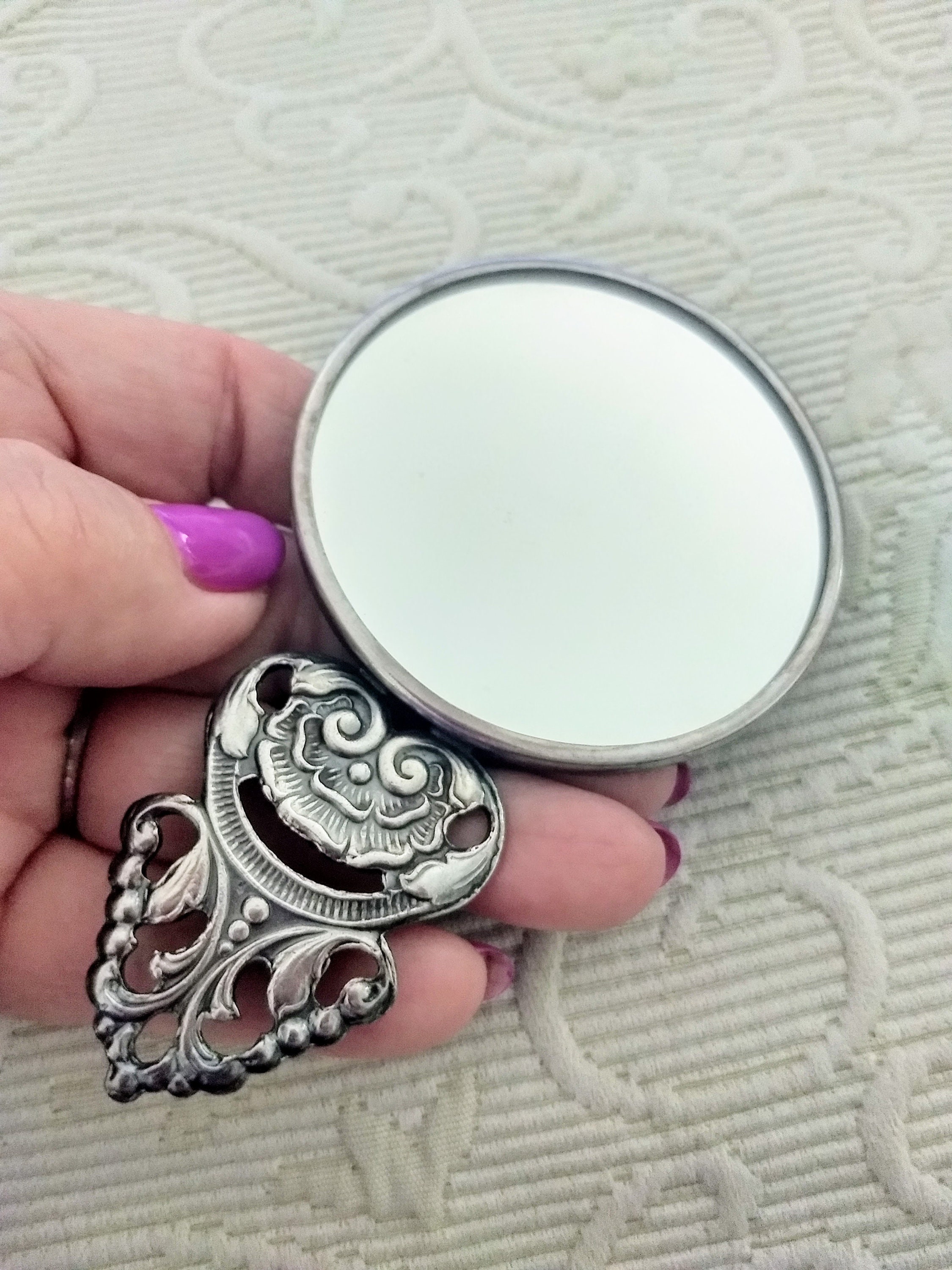 Antique HANS JENSEN Sterling Silver Hand Mirror/denmark