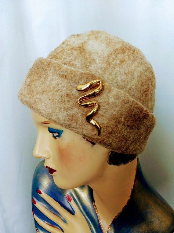 Felted Wool ITALIAN Winter Warm Decor Hat/rebecca MOSES  display picture 2