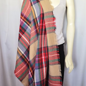 Huge Plaid Oversize Women Scarf/Super Soft Winter Warm Shawl Blanket Scarf/Cashmere Feels Large Scottish Plaid Shawl/Gift For Her/No.751