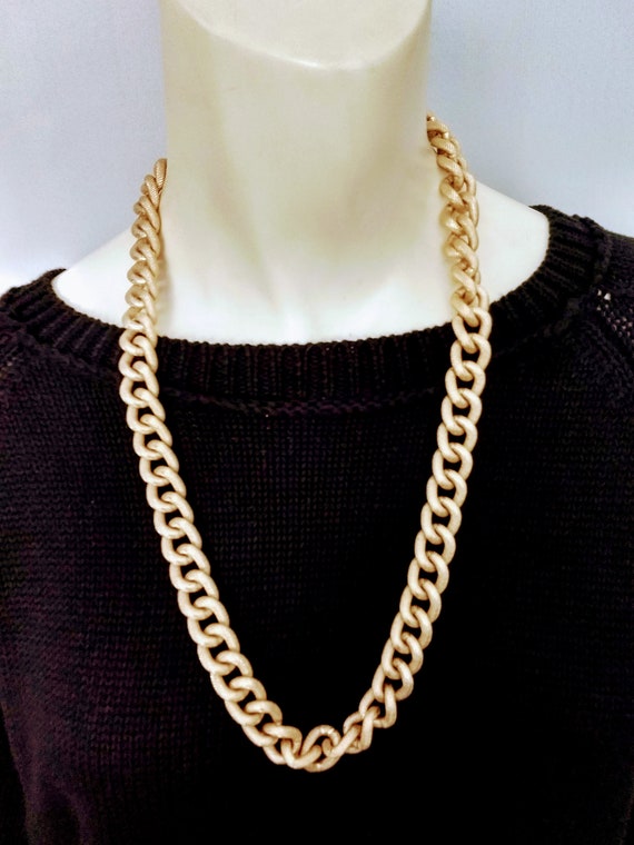 Huge Gold Plated Chain Necklace/Snake Texture Lin… - image 6