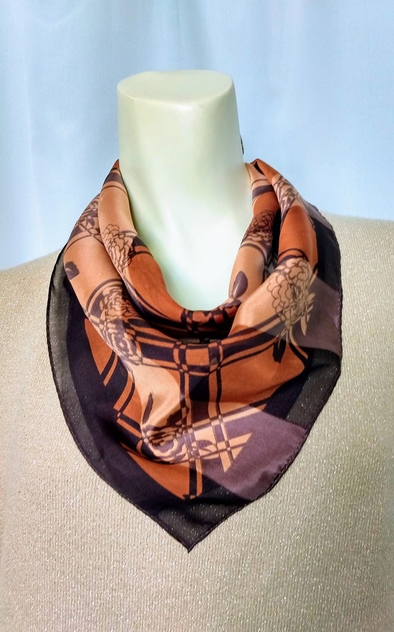 100% SILK Square Scarves/ADRIENNE VITTADINI Carame