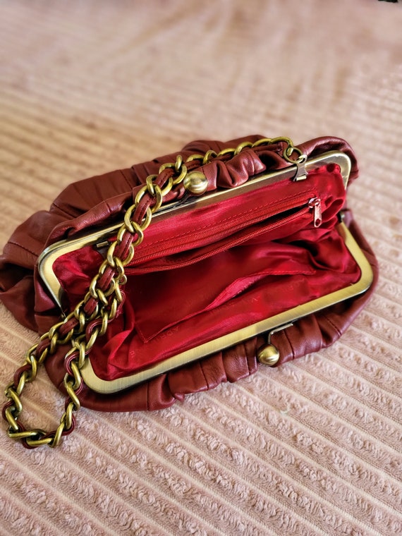 ADRIANNE VITTADINI Wine Red Leather Shoulder Bag/… - image 7