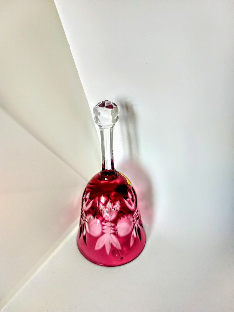 Vintage Ruby Red Lead Crystal Bell/hand Cut Best Quality Genuine Over 24 Lead Oxide Crystal Art