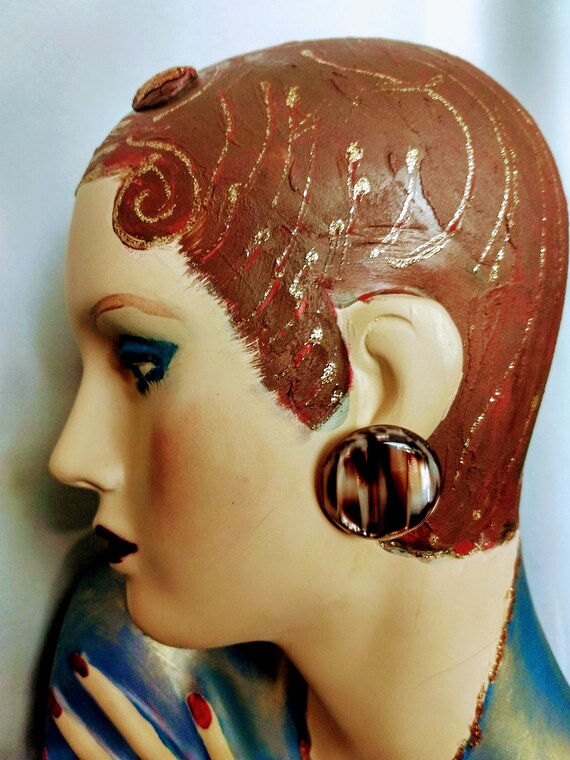 Button Round Stud Earrings/ Vintage Metallic Glow… - image 5