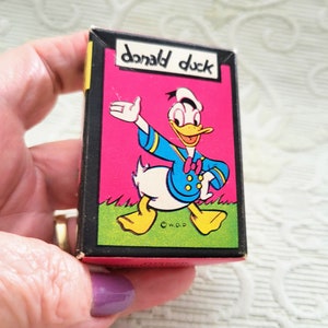 Gioco di carte Vintage Russel 1965 Paperino Disney/Gioco di mini carte retrò da collezione/Scatola originale con regole del gioco e 4 personaggi Disney/No123