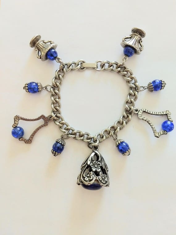 Unique Charm Bracelet/Statement Silver Tone Brace… - image 3