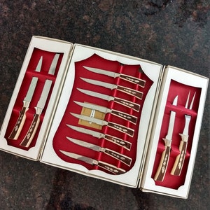 Vintage Sheffield Treasure Chest Assorted Solid Stainless Steel Cutlery Set- 19 Pieces/Mid Century English Traditional Collectible Set/No683