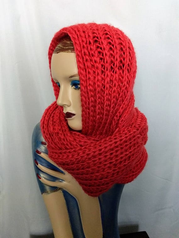 Chunky Infinity Knit Scarf/Coral Knit Scarf/Winte… - image 1