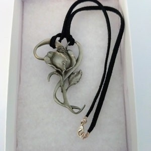 Rare Flower Pewter Pin  Pendant/Pewter Flower Choker/Stamped Pewter Brooch/Rose Flower Pendant Pin/Stamped Port USA  Pin/Gift For Her/No.986