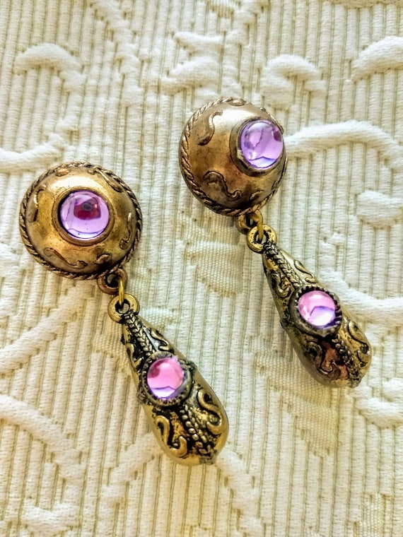 Rare Vintage Dangle Stud Earrings/Unique Antique … - image 5