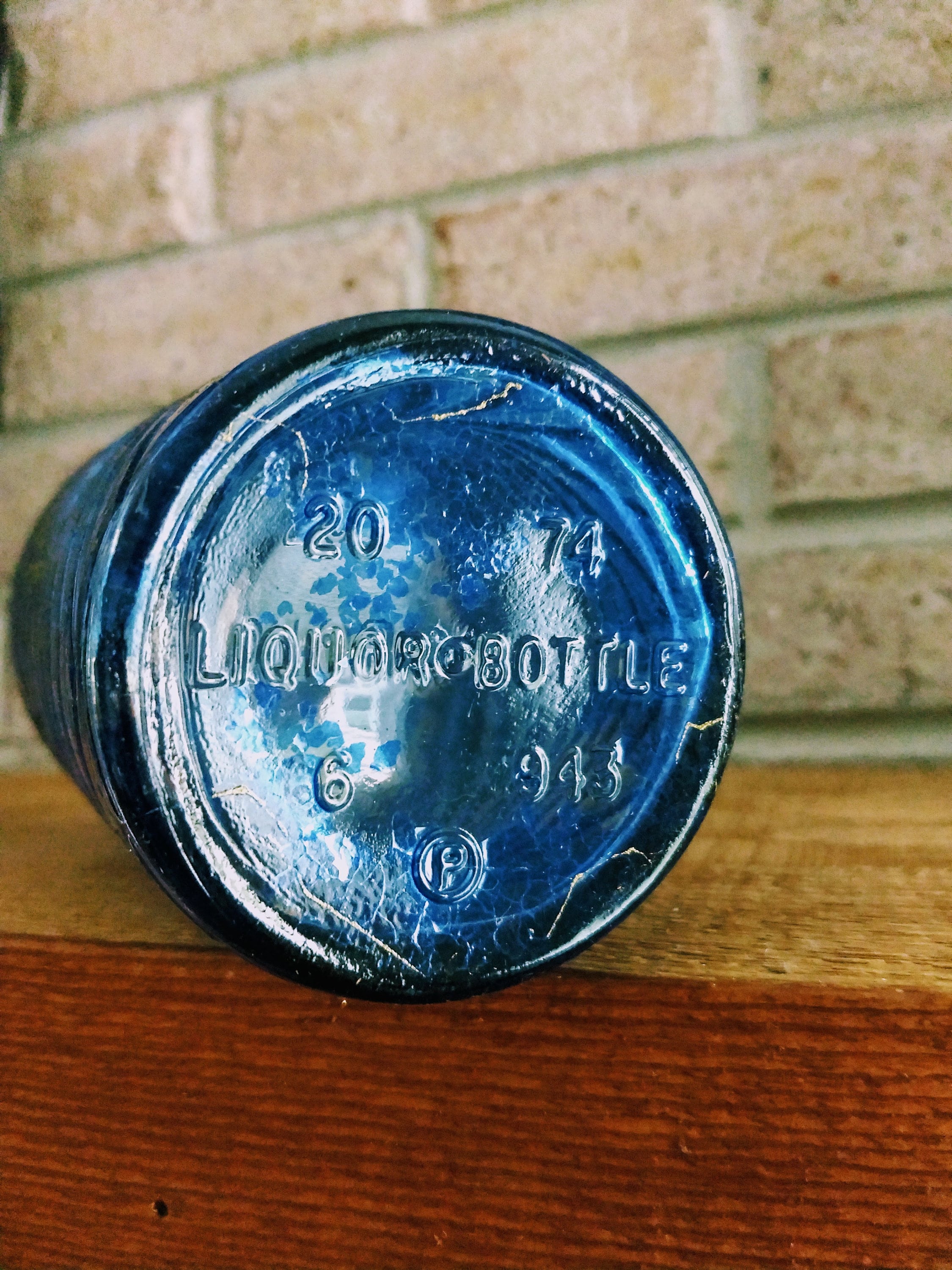 Vintage 70s Beam's Choice Blue Glass Whisky Decanter/collectible