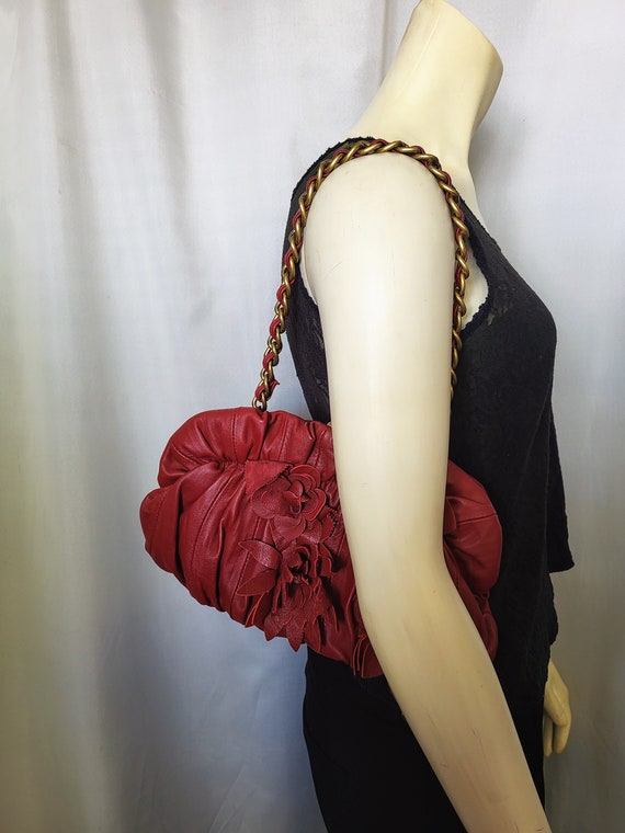 ADRIANNE VITTADINI Wine Red Leather Shoulder Bag/… - image 3