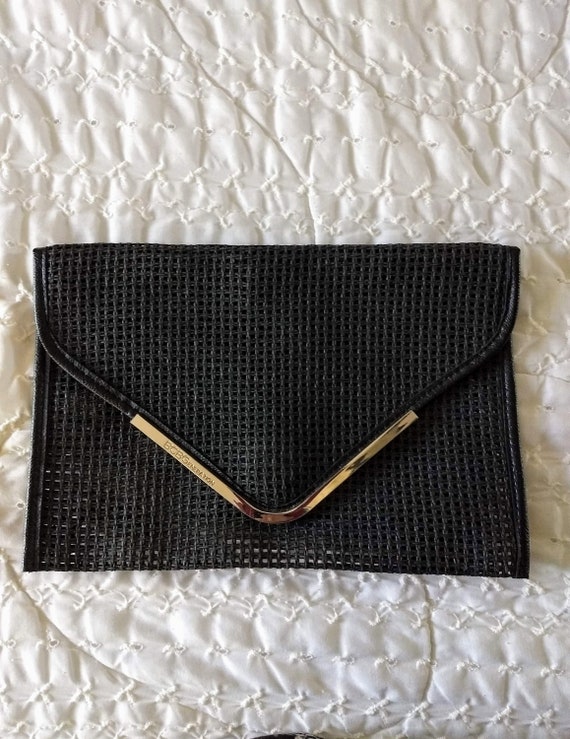 BCBGMaxAzria Black Satin Bow Clutch Purse with/ without Gold Chain | eBay