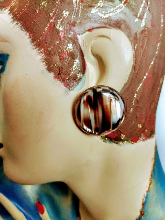 Button Round Stud Earrings/ Vintage Metallic Glow… - image 3