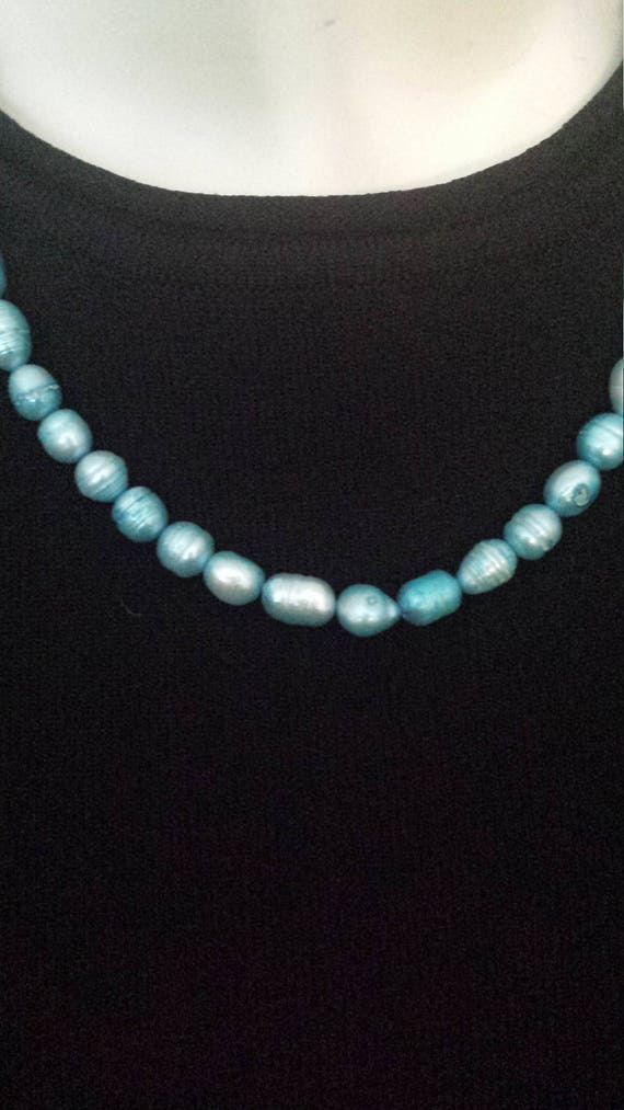 Fresh Water Pearls Necklace/Blue Pearls Necklace/… - image 3