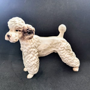 Vintage Lefton  Porcelain Puddle Dog Figurine/Collectible 50,s White Puddle Dog Standing Sculpture Statue Made in Japan/Gift Idea/No.66