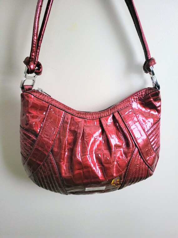 DANA BUCHMAN Deep Red Lacquered Faux Leather Shou… - image 3