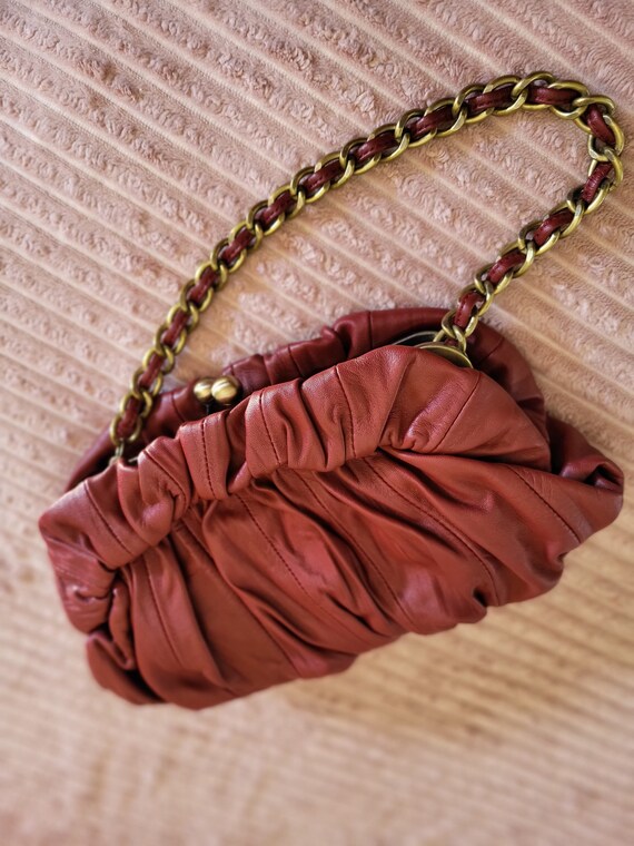 ADRIANNE VITTADINI Wine Red Leather Shoulder Bag/… - image 5